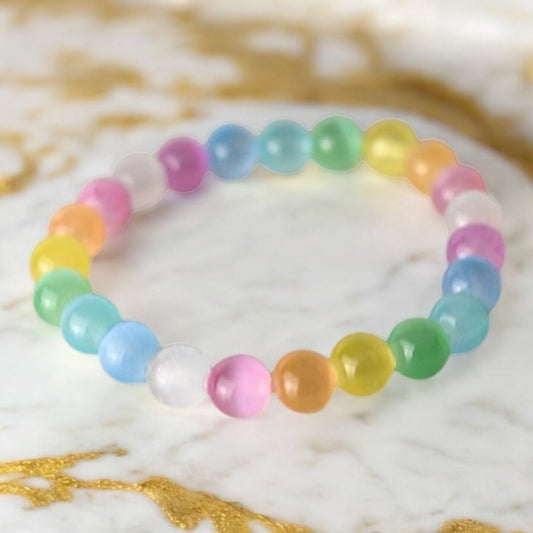Regenbogen Katzenauge Kugelarmband - CrystalScents