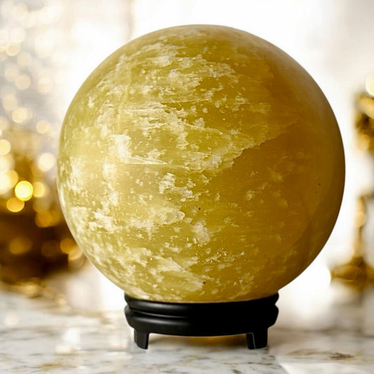 Riesige Zitronen Calcit Kugel - CrystalScents