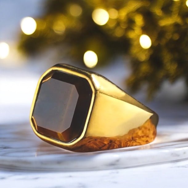 Ring mit quadratischem Tigerauge - CrystalScents