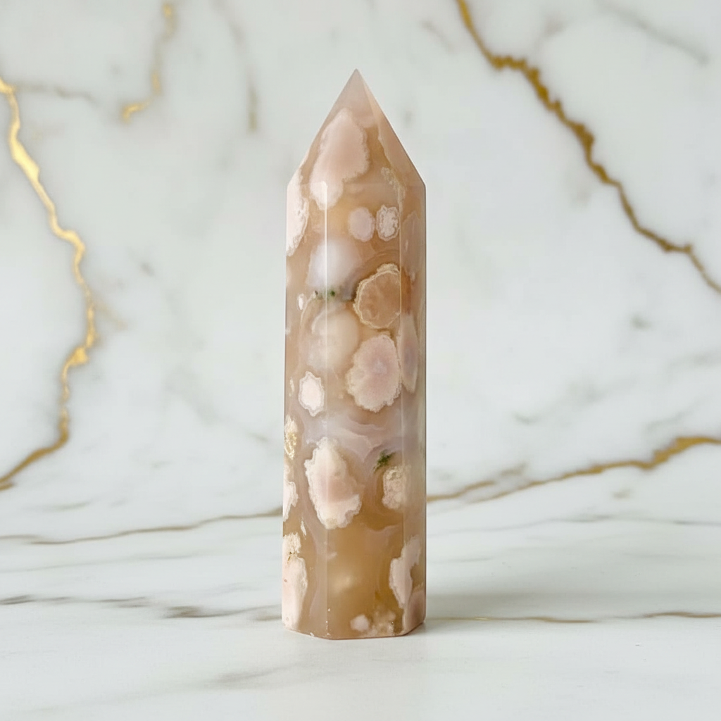 Rosa-beige Achat Obelisk Marmor 1