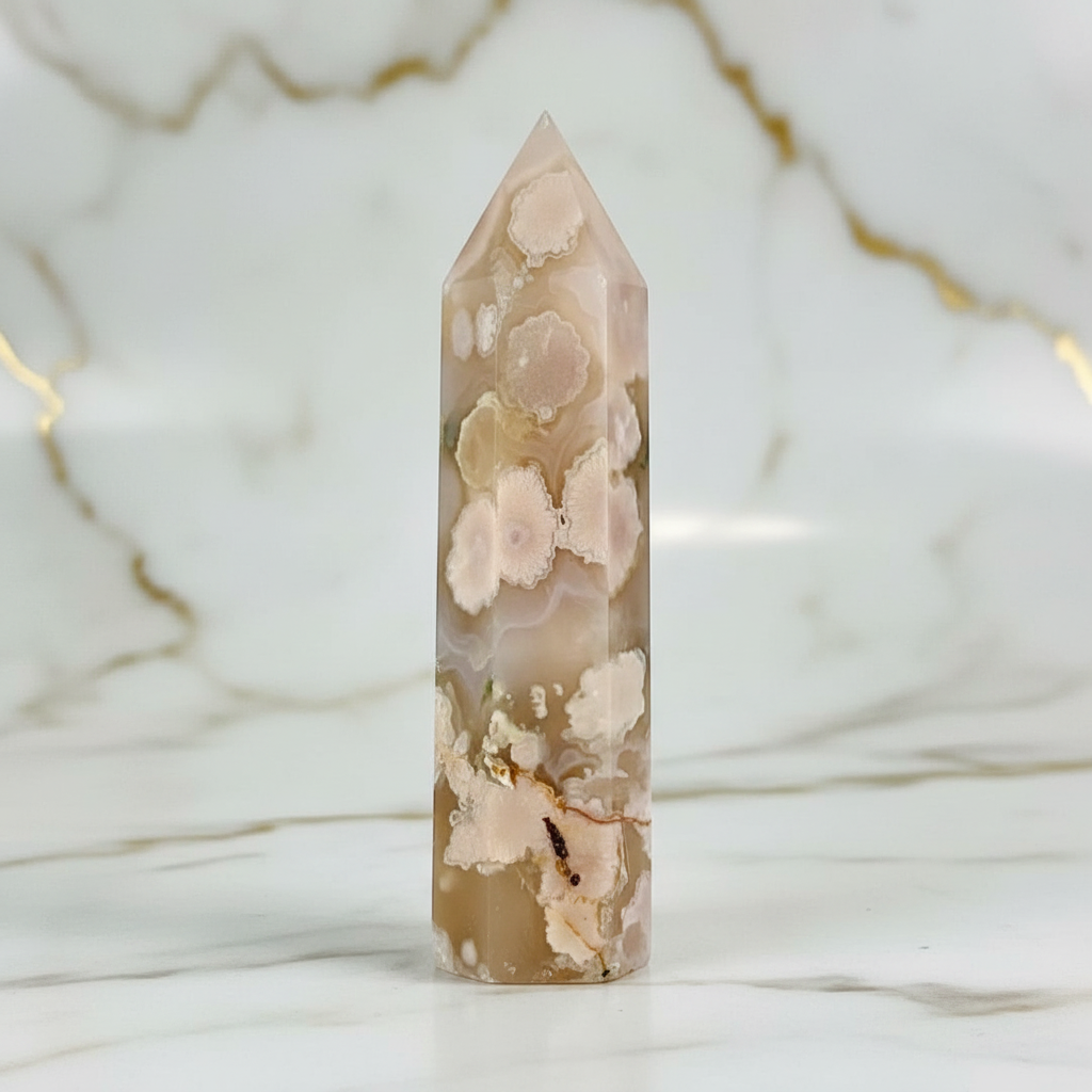Rosa-beige Achat Obelisk Marmor 4