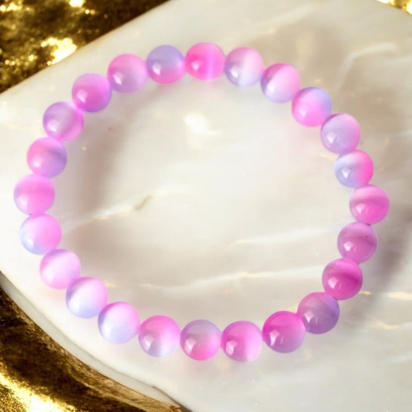 Rosa blaues Katzenauge Kugelarmband {Unicorn} - CrystalScents