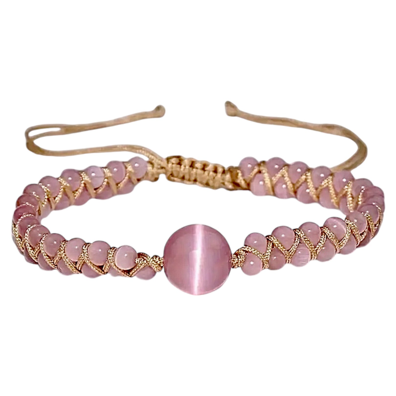 Rosa Katzenauge Flechtarmband - CrystalScents