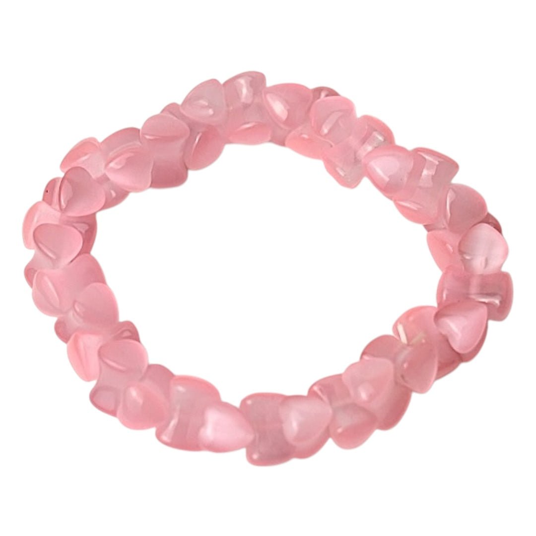 Rosa Katzenauge Herz - Armband - CrystalScents