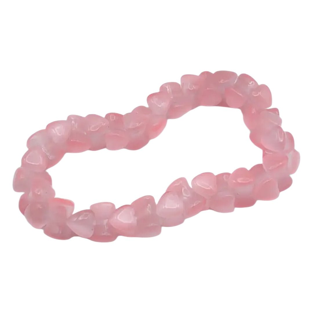 Rosa Katzenauge Herz - Armband - CrystalScents