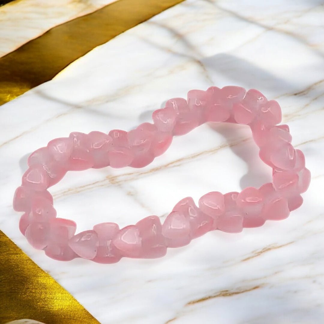 Rosa Katzenauge Herz - Armband - CrystalScents