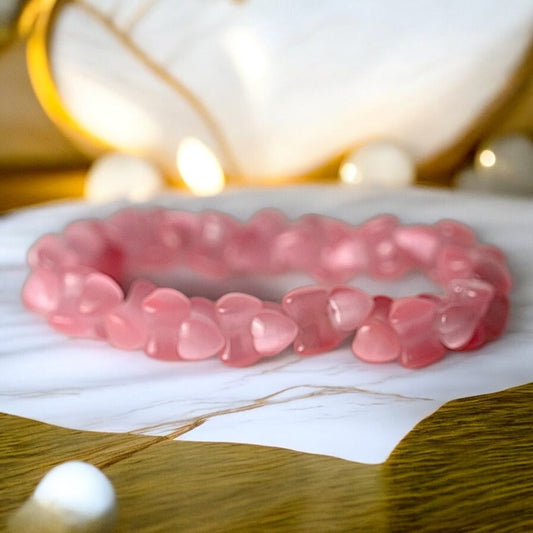Rosa Katzenauge Herz - Armband - CrystalScents