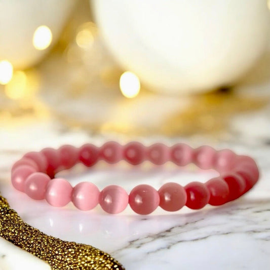 Rosa Katzenauge Kugelarmband - CrystalScents