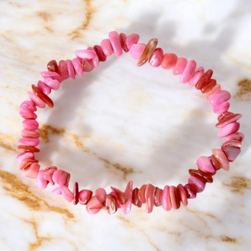 Rosa Muschelschalen Splitterarmband - CrystalScents