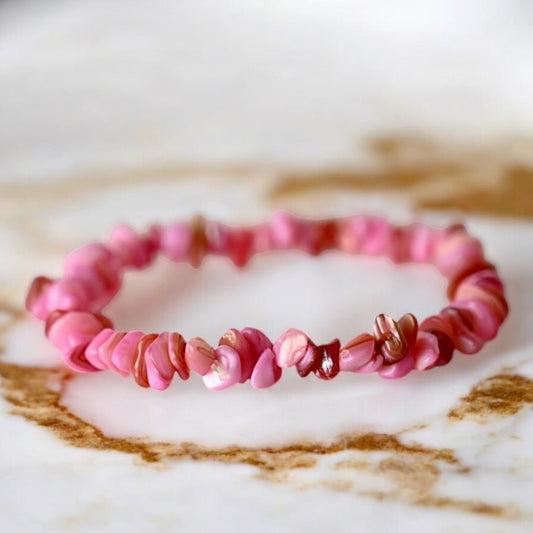 Rosa Muschelschalen Splitterarmband - CrystalScents