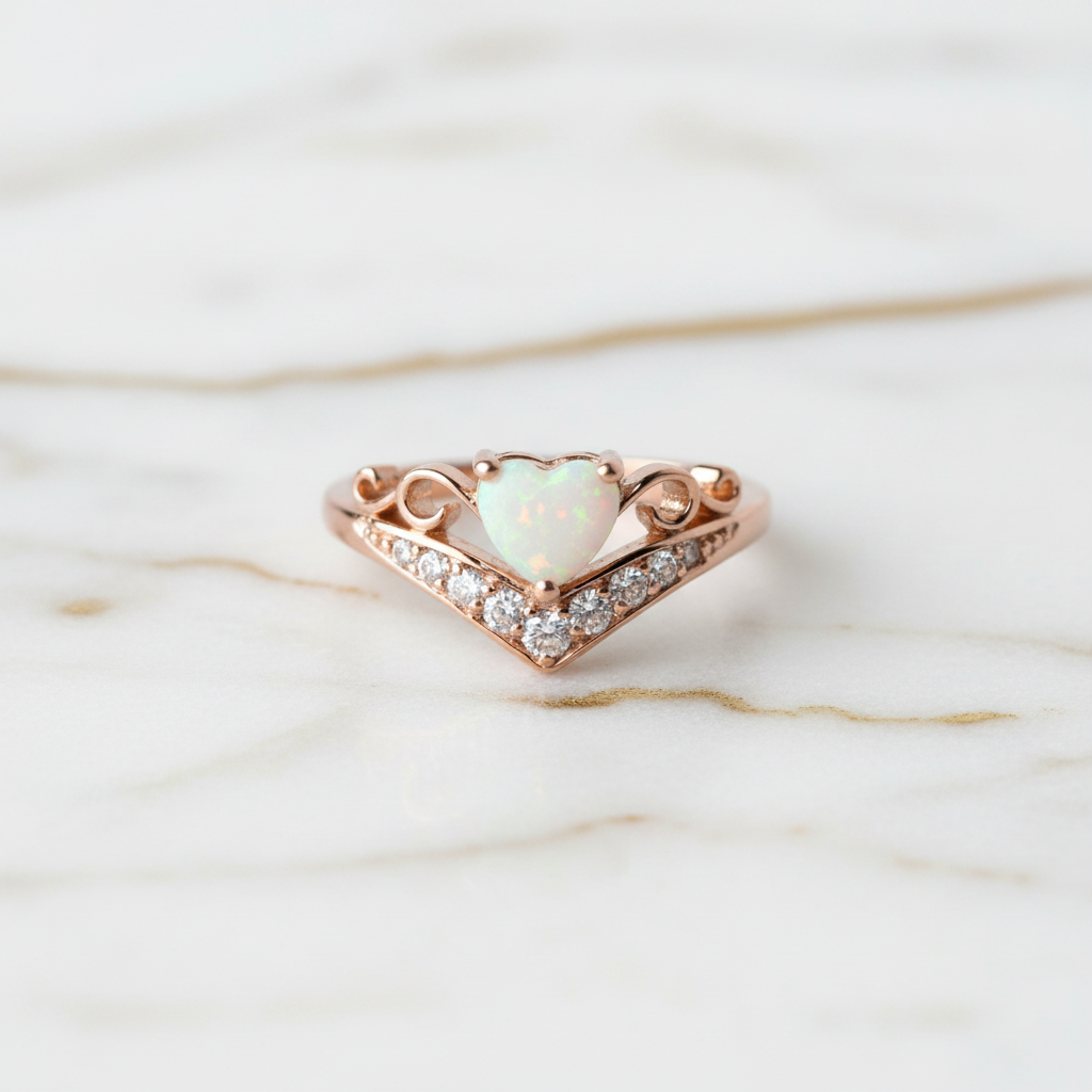 Rosegold Opal Ring – Draufsicht