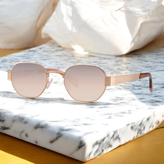 Roségoldene breite Sonnenbrille - CrystalScents