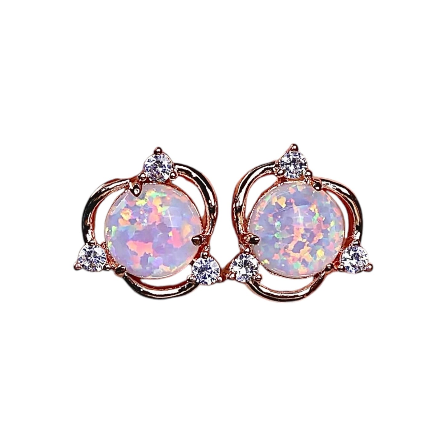 Roségoldener Ohrstecker mit rundem Opal - CrystalScents