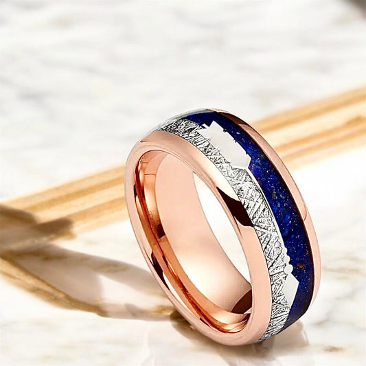 Roségoldener Ring mit Dunkelblau „Pfeil“ - CrystalScents