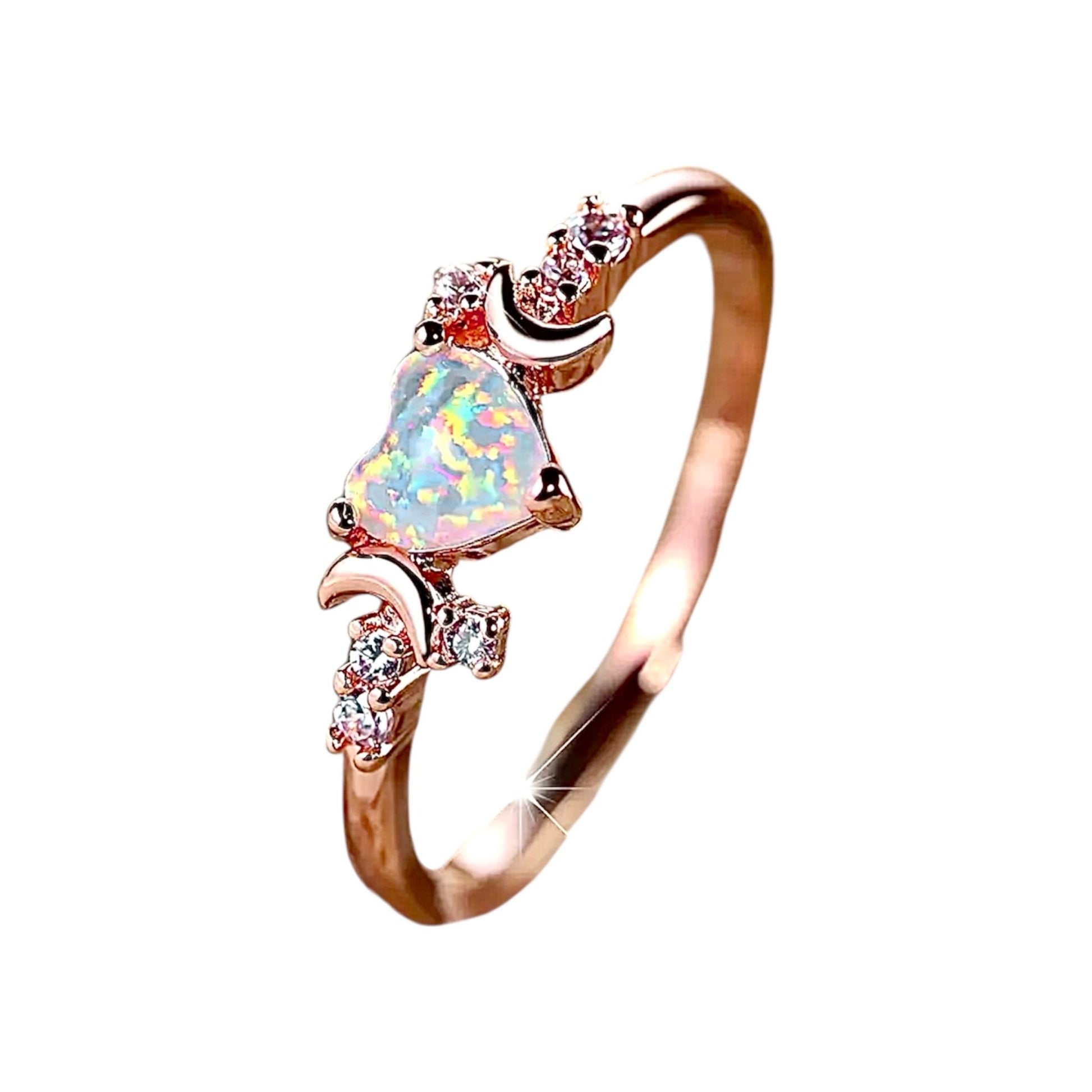 Roségoldener Ring mit herzförmigem Opal - CrystalScents