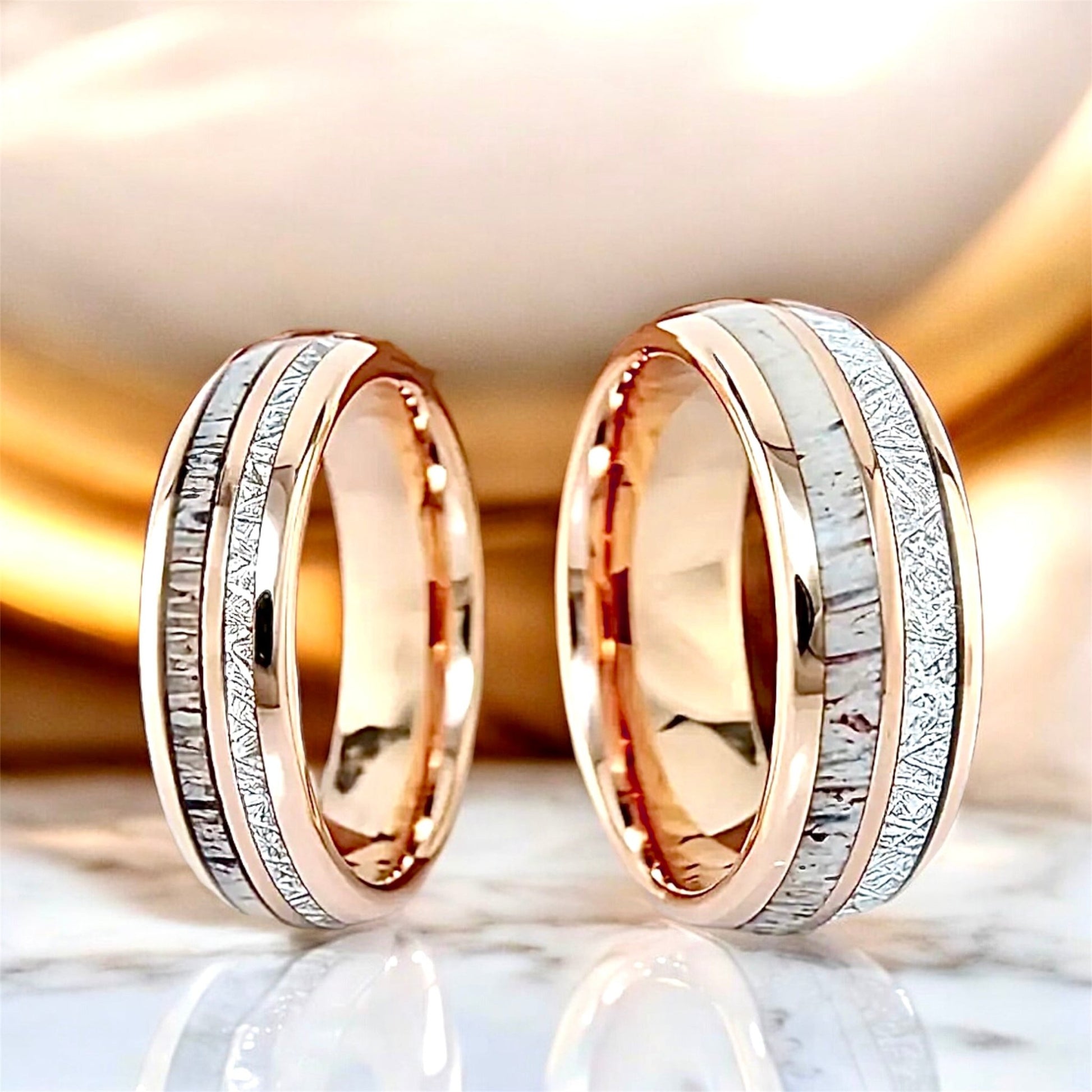 Roségoldener Ring mit Holzmaserung - CrystalScents