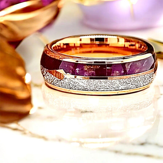 Roségoldener Ring mit Lila „Pfeil“ - CrystalScents