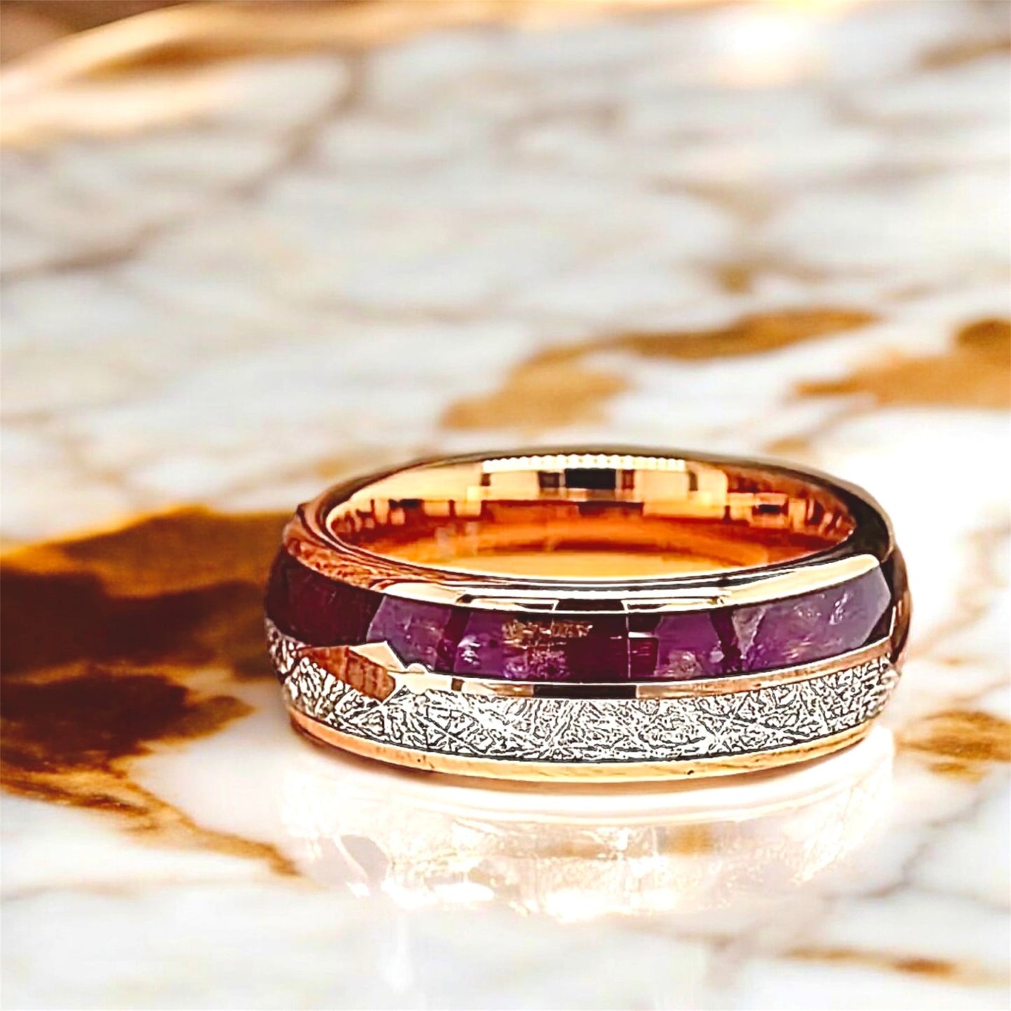 Roségoldener Ring mit Lila „Pfeil“ - CrystalScents