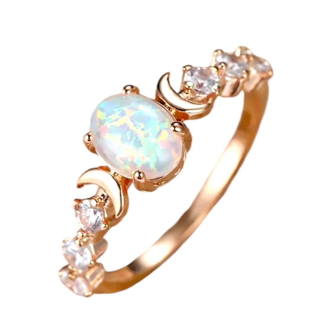 Roségoldener Ring mit ovalem Opal - CrystalScents
