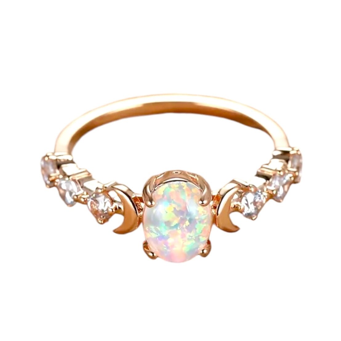 Roségoldener Ring mit ovalem Opal - CrystalScents
