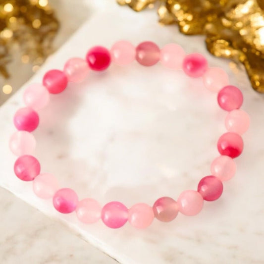 Rosenquarz Armband mit pinken Akzenten - CrystalScents