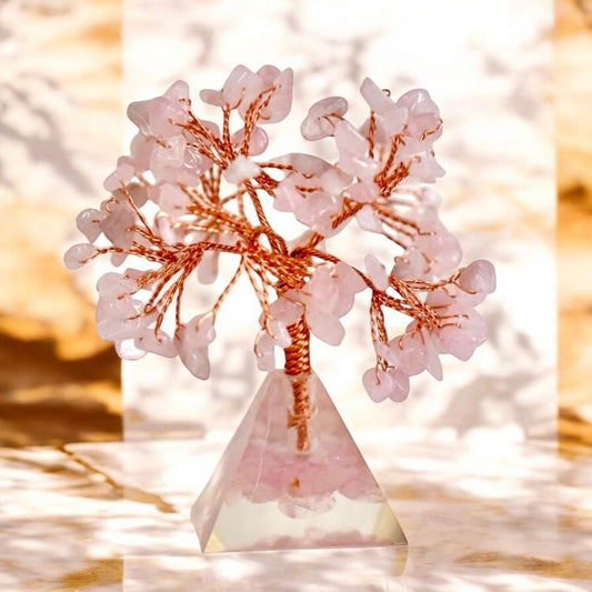 Rosenquarz Baum auf Pyramide - CrystalScents