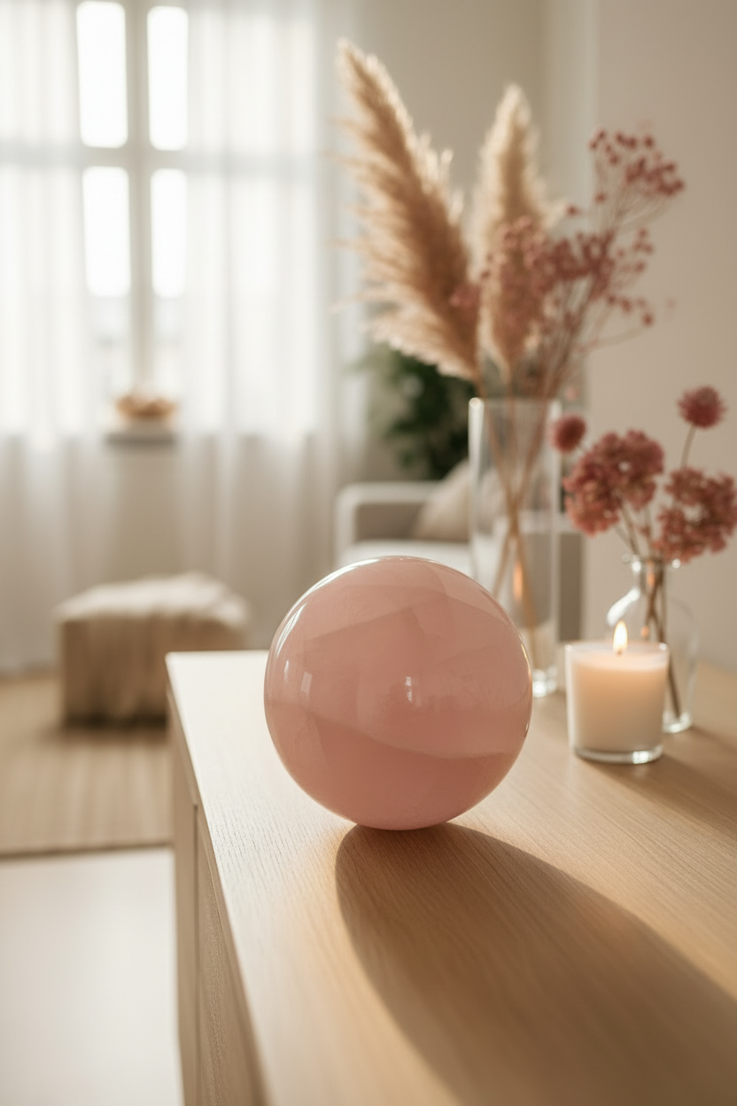Rosenquarz Kugel eleganter Hintergrund