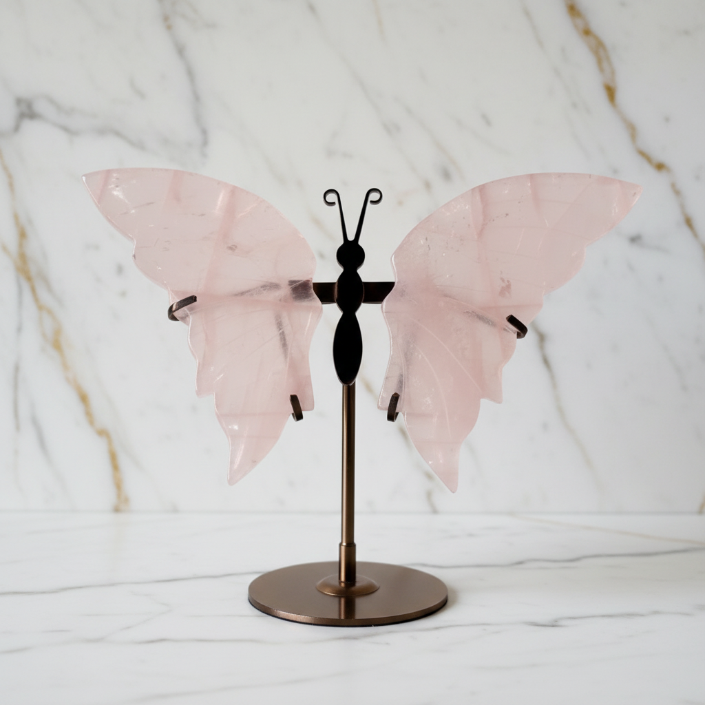 Rosenquarz Schmetterling Marmor - Frontal