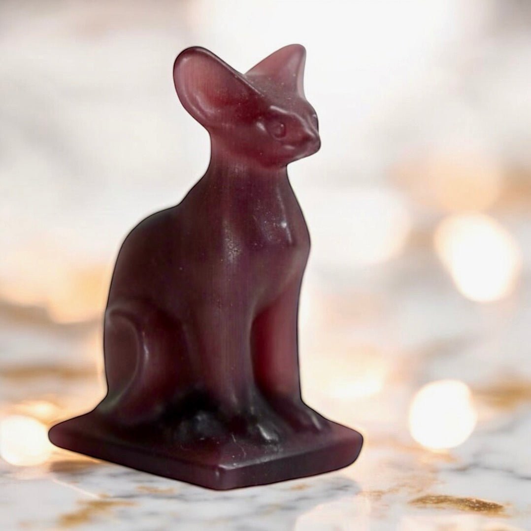 Rote Katzenaugen Katzenskulptur - CrystalScents