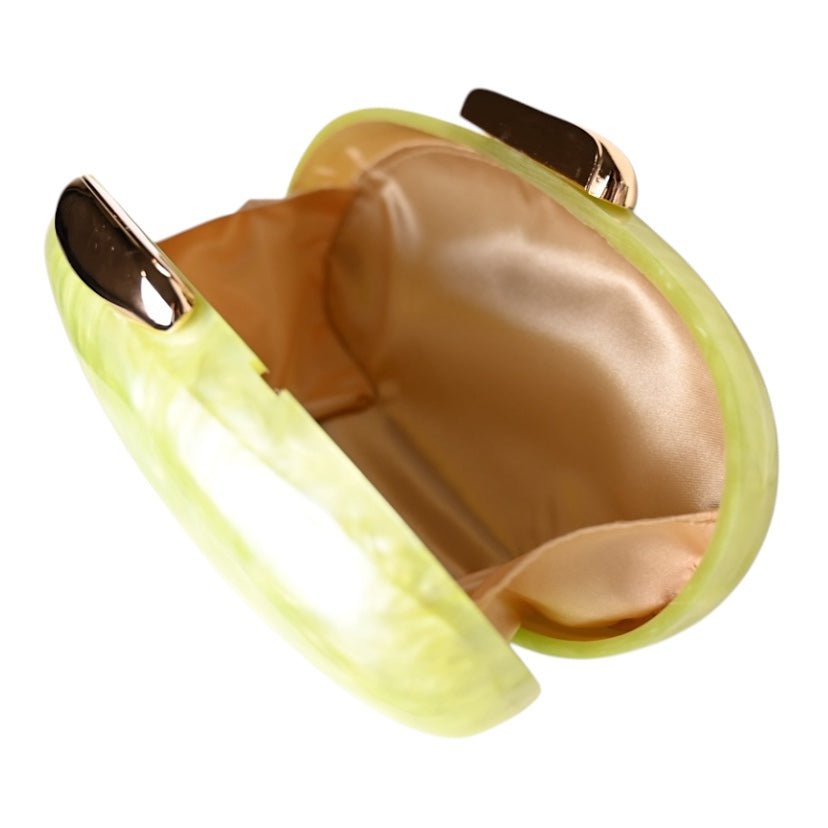 Schimmernde Perlmutt Clutch oval in Pistaziengrün - CrystalScents
