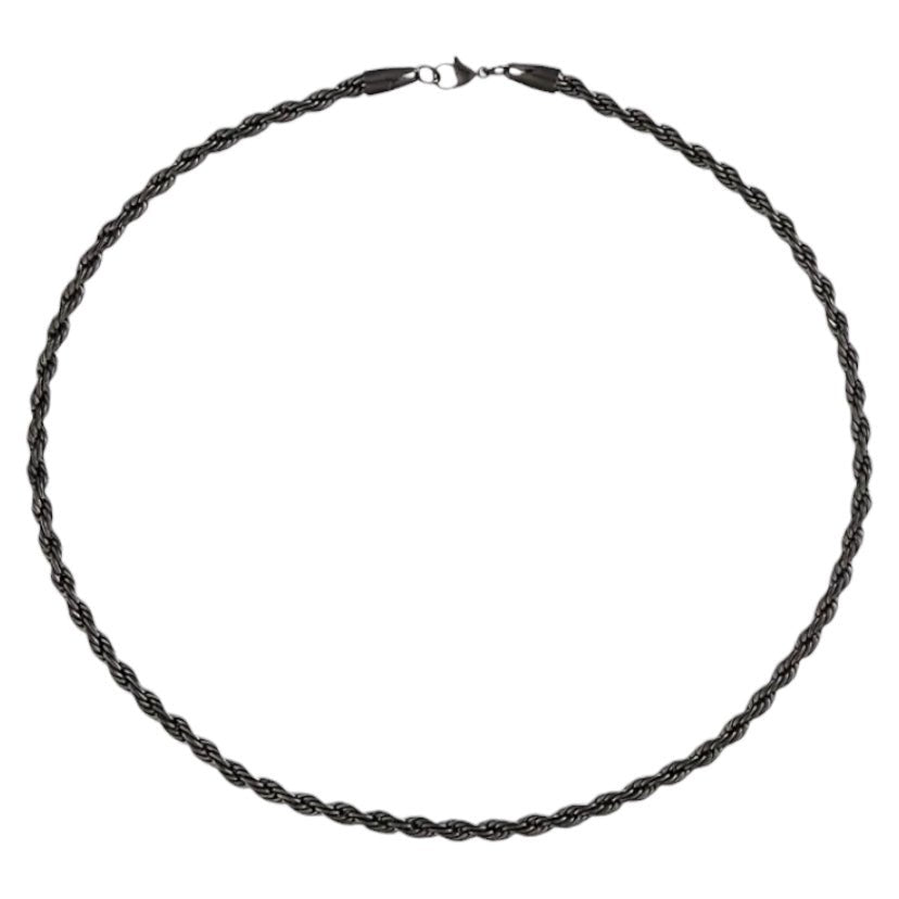Schwarze gedrehte Halskette - CrystalScents