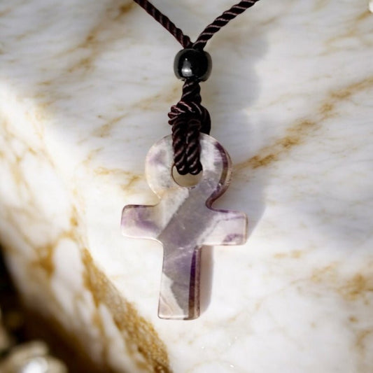 Schwarze Halskette mit Amethyst Anch - CrystalScents
