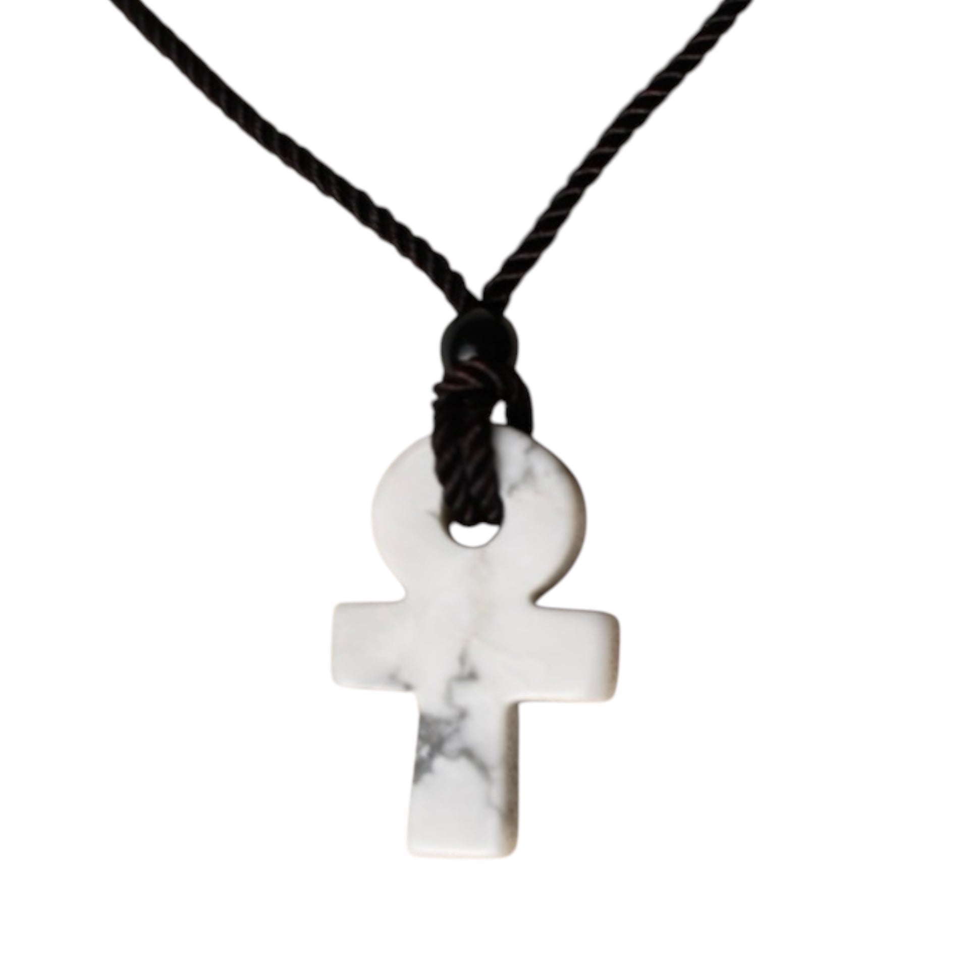 Schwarze Halskette mit Howlit Anch - CrystalScents