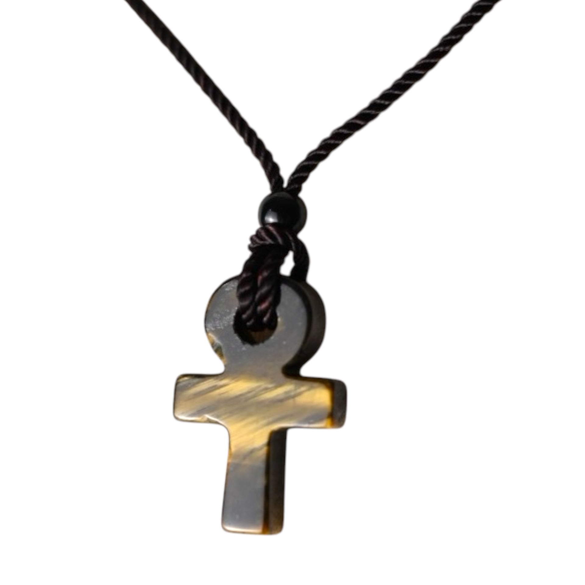 Schwarze Halskette mit Tigeraugen Anch - CrystalScents