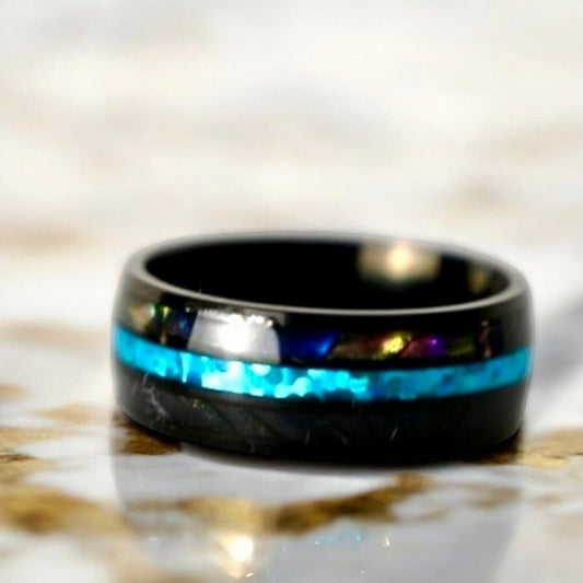 Schwarzer Ring mit blau und schwarz - CrystalScents