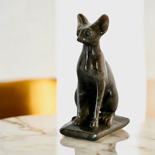 Silber Obsidian Katzenstatue - CrystalScents