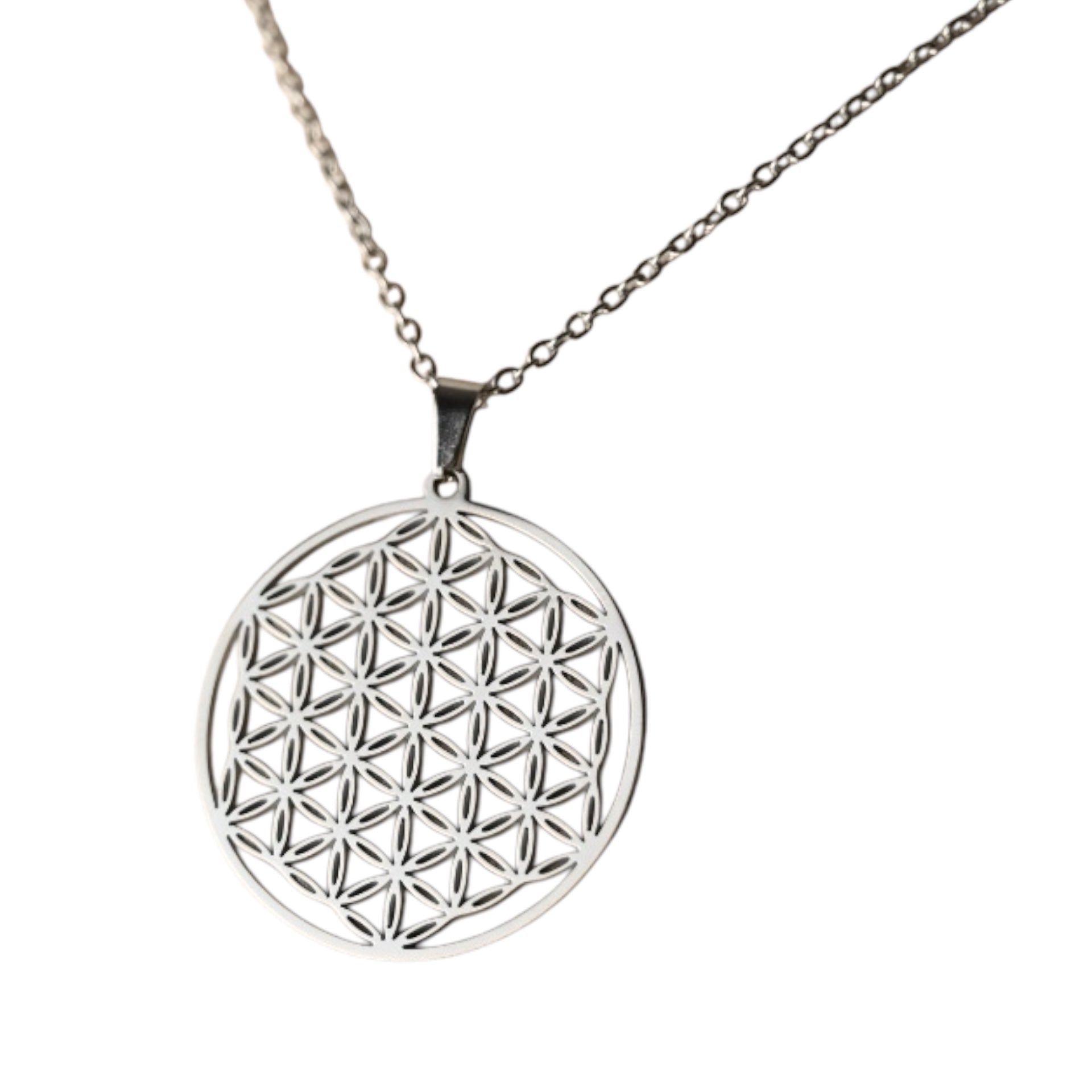 Silberne Halskette „Blume des Lebens“ - CrystalScents