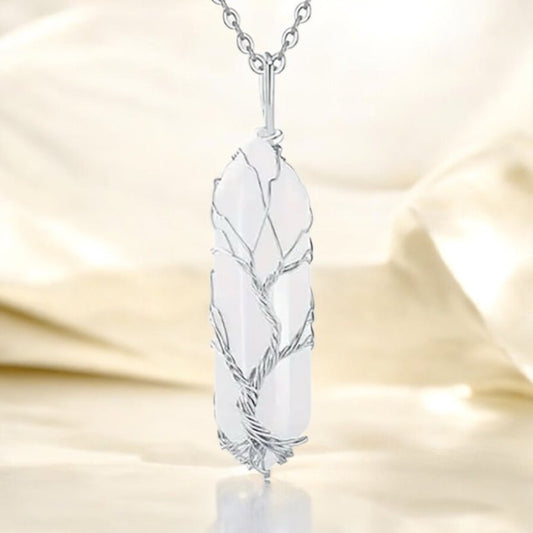 Silberne Halskette mit silberverziertem Bergkristall Doppelender - CrystalScents