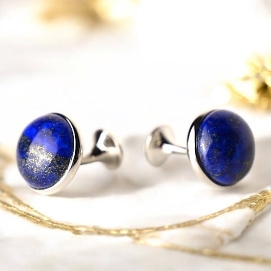 Silberne Manschettenknöpfe Lapislazuli - CrystalScents