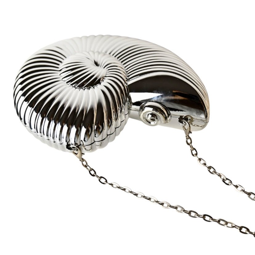 Silberne Nautilus Clutch - CrystalScents