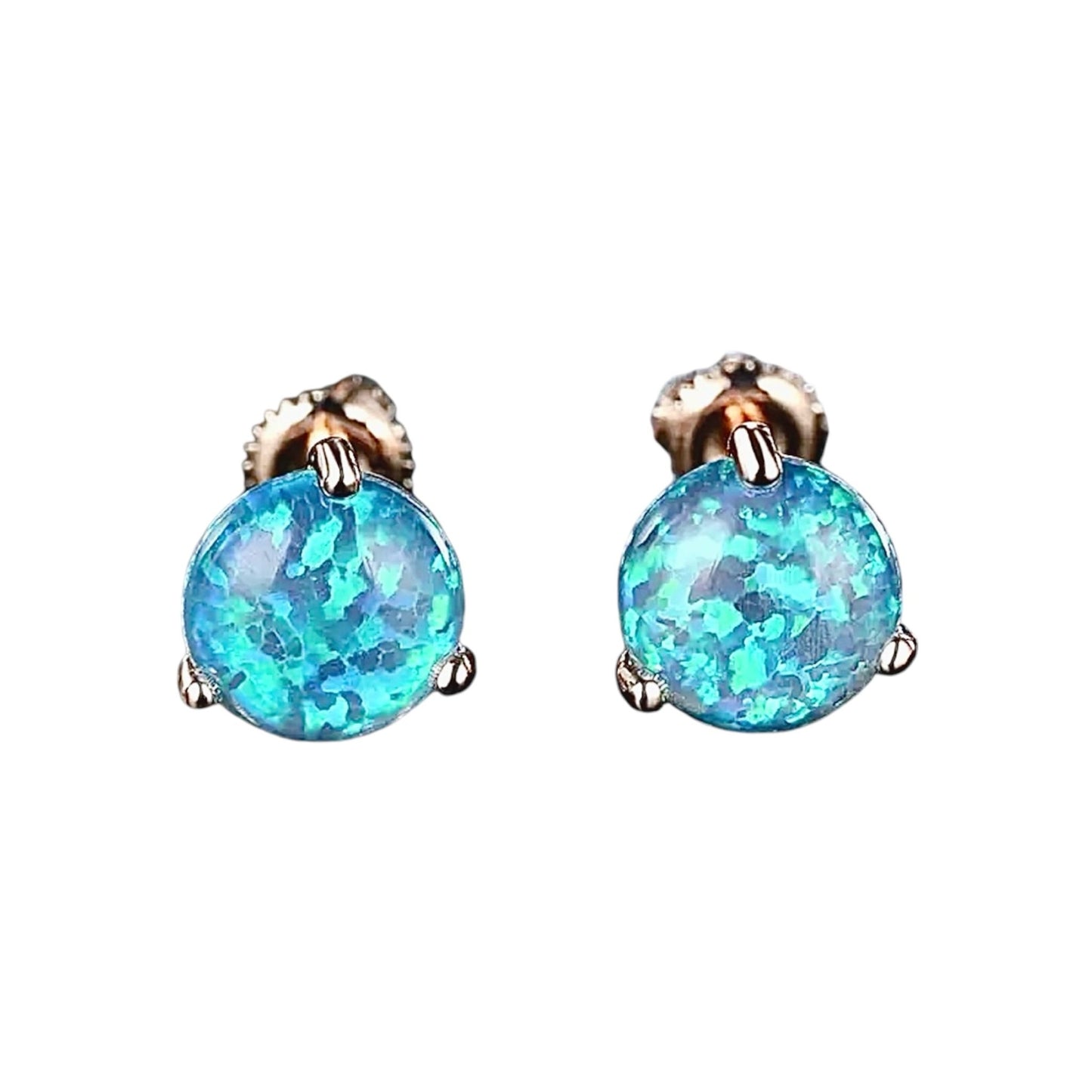 Silberne Ohrstecker mit blauem Opal - CrystalScents