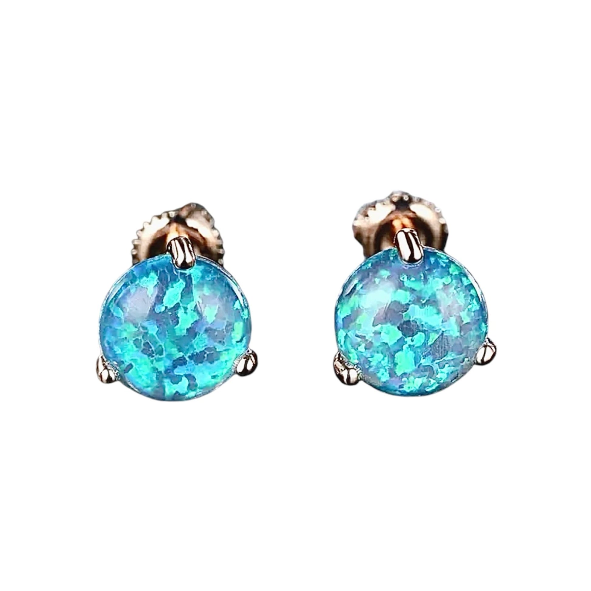 Silberne Ohrstecker mit blauem Opal - CrystalScents