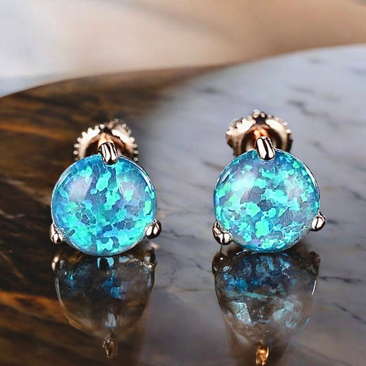 Silberne Ohrstecker mit blauem Opal - CrystalScents