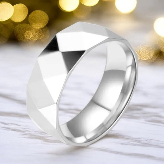 Silberner geometrischer Ring - CrystalScents