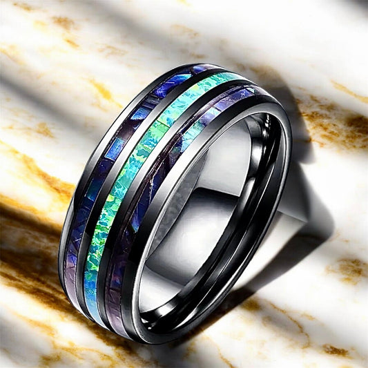 Silberner Ring mit Dunkelblau und Türkis - CrystalScents