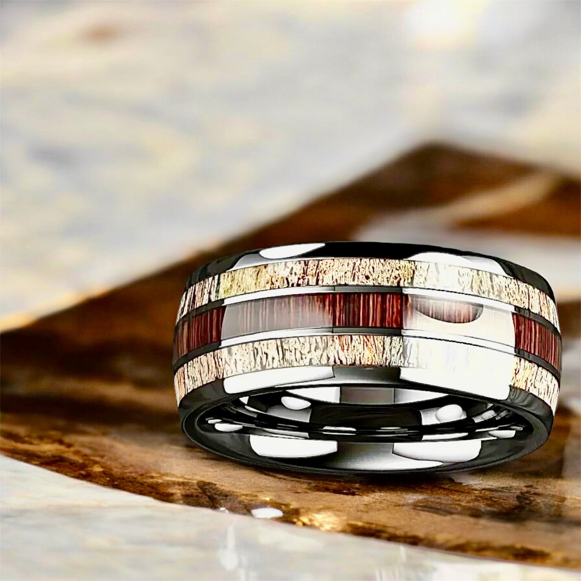 Silberner Ring mit Holzmaserung - CrystalScents