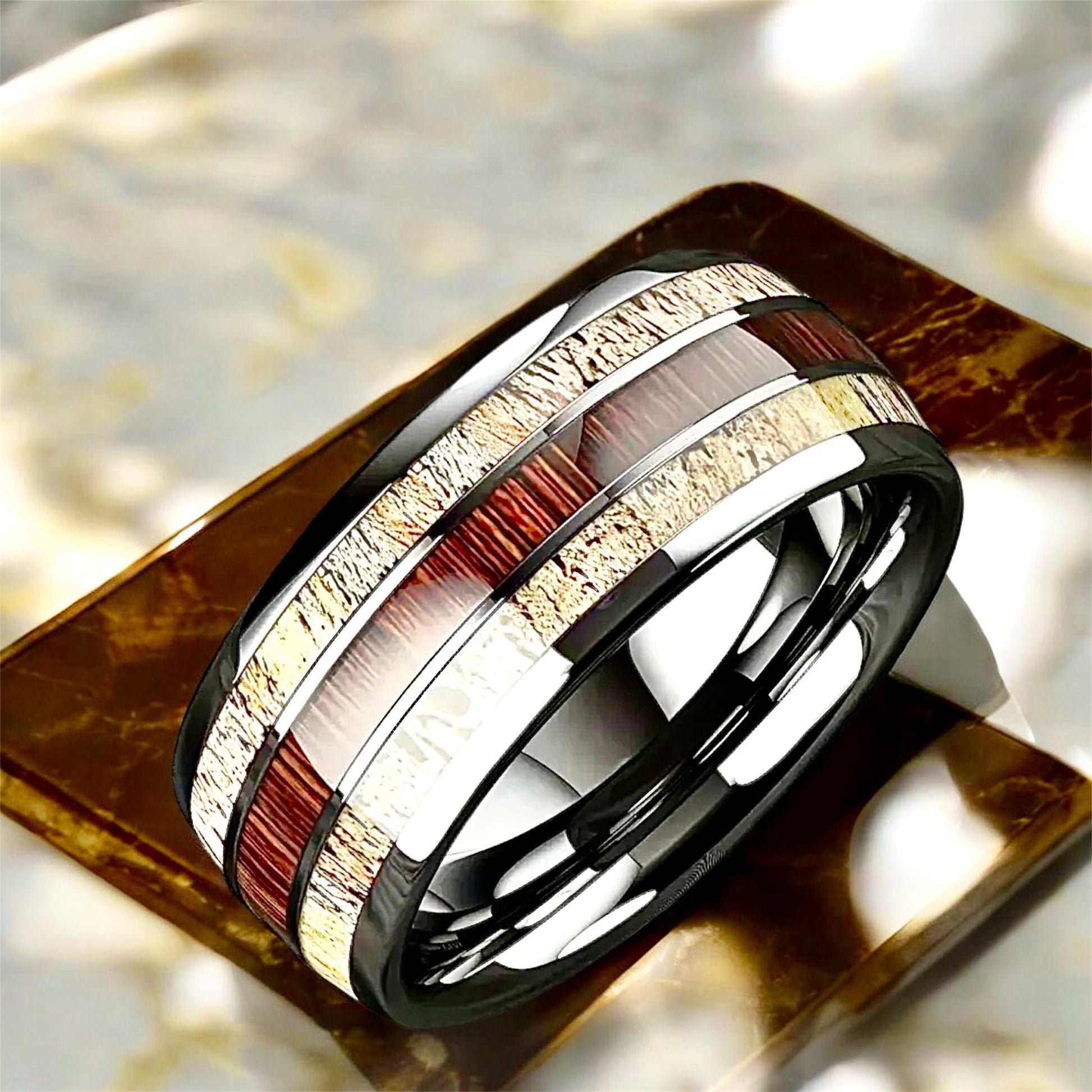 Silberner Ring mit Holzmaserung - CrystalScents