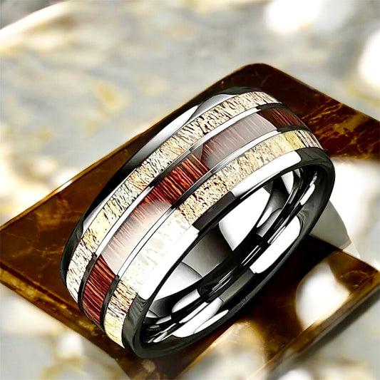Silberner Ring mit Holzmaserung - CrystalScents