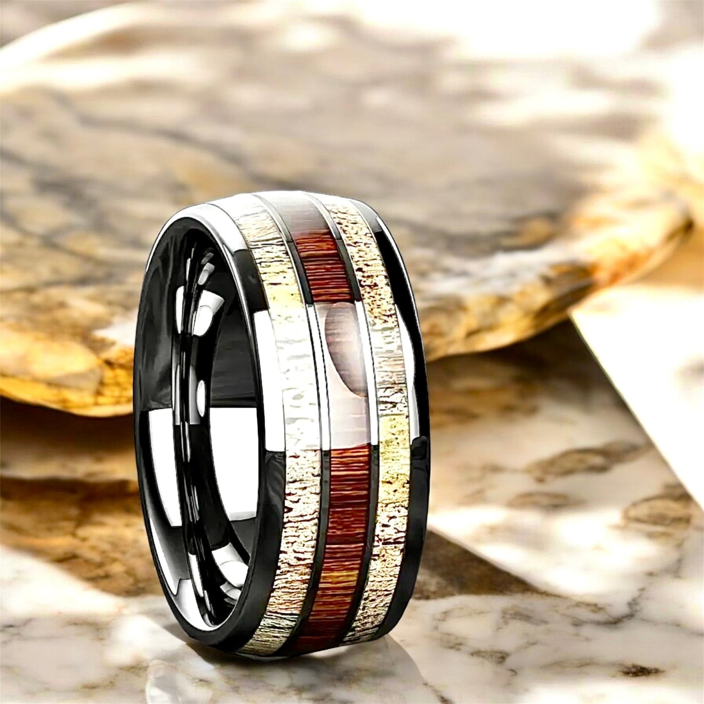 Silberner Ring mit Holzmaserung - CrystalScents