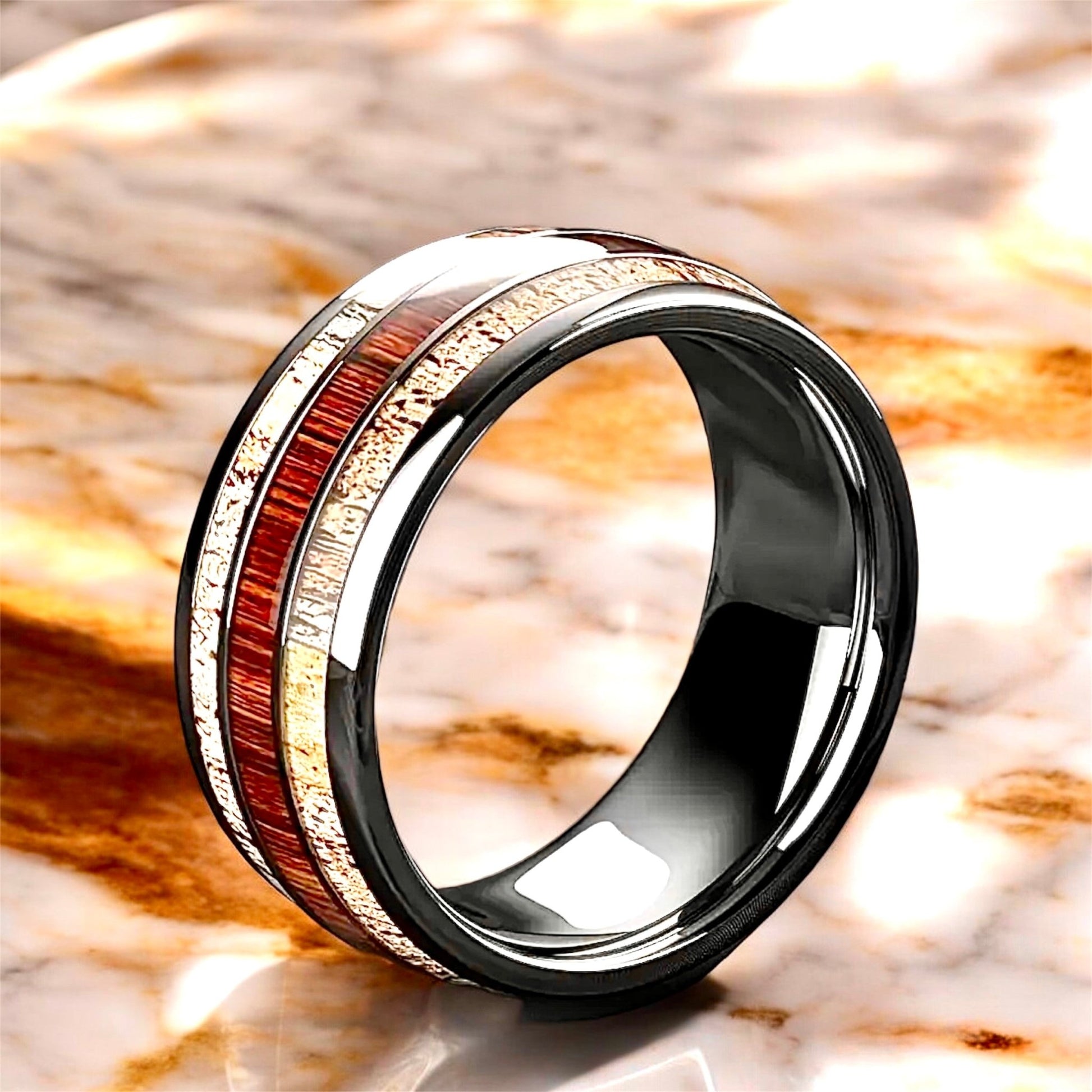 Silberner Ring mit Holzmaserung - CrystalScents